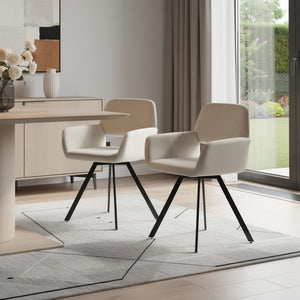 HomeRoots Set of Two Modern Espresso Faux Suede Dining Arm Chairs with Swivel Steel Legs for Comfort & Style 719344