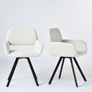 HomeRoots Set of Two Modern Espresso Faux Suede Dining Arm Chairs with Swivel Steel Legs for Comfort & Style 719344