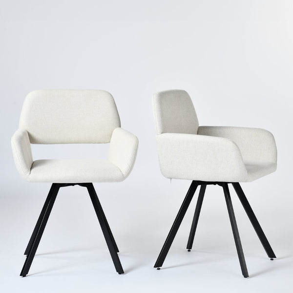 HomeRoots Set of Two Modern Espresso Faux Suede Dining Arm Chairs with Swivel Steel Legs for Comfort & Style 719344