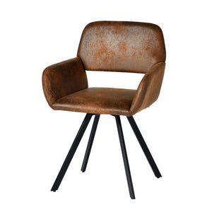 HomeRoots Set of Two Stylish Green & Brown Velvet Dining Chairs with Sturdy Steel Frame for Versatile Use 719345