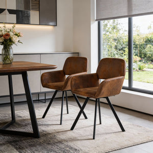 HomeRoots Set of Two Stylish Green & Brown Velvet Dining Chairs with Sturdy Steel Frame for Versatile Use 719345