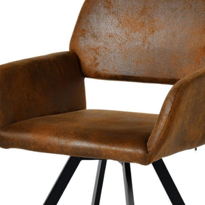 HomeRoots Set of Two Stylish Green & Brown Velvet Dining Chairs with Sturdy Steel Frame for Versatile Use 719345