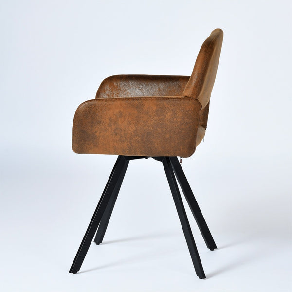 HomeRoots Set of Two Stylish Green & Brown Velvet Dining Chairs with Sturdy Steel Frame for Versatile Use 719345