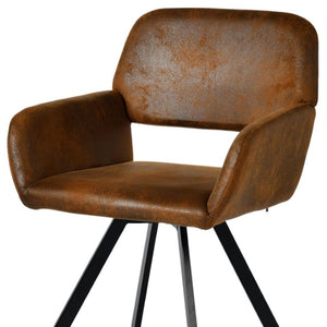 HomeRoots Set of Two Stylish Green & Brown Velvet Dining Chairs with Sturdy Steel Frame for Versatile Use 719345
