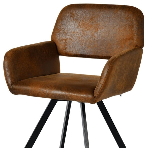 HomeRoots Set of Two Stylish Green & Brown Velvet Dining Chairs with Sturdy Steel Frame for Versatile Use 719345