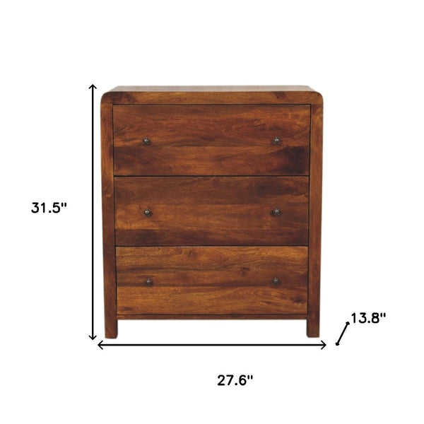 HomeRoots 28" Brown Solid Wood Sideboard with Three Drawers – Stylish Storage for Modern & Transitional Spaces 719348