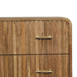 HomeRoots 28" Brown Solid Wood Sideboard with Two Drawers - Stylish, Versatile Storage for Any Room Decor! 719351