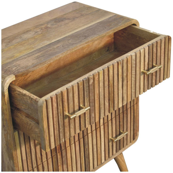 HomeRoots 28" Brown Solid Wood Sideboard with Two Drawers - Stylish, Versatile Storage for Any Room Decor! 719351