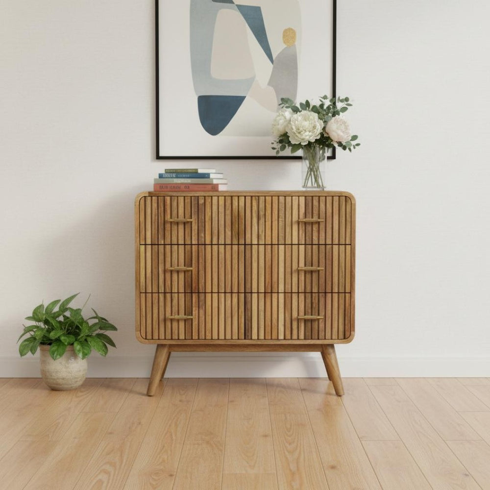 HomeRoots 28" Brown Solid Wood Sideboard with Two Drawers - Stylish, Versatile Storage for Any Room Decor! 719351