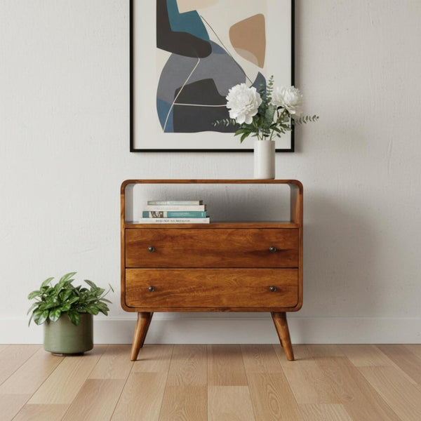 HomeRoots 32" Brown Solid Wood Three Drawer Sideboard - Stylish Storage for Every Room, Modern Design & Durability 719352