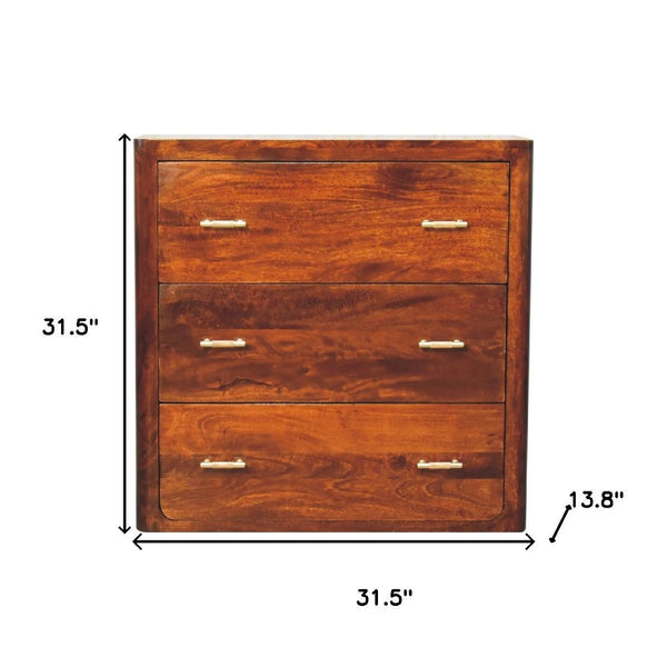 HomeRoots 28" Brown Solid Wood Sideboard with Three Drawers - Stylish Storage Solution for Every Room! 719353