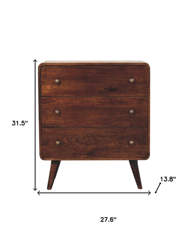 HomeRoots 28" Brown Solid Wood Sideboard with Three Drawers – Stylish Storage Solution for Any Room 719354