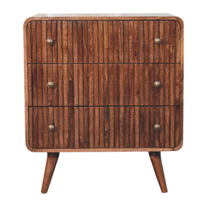 HomeRoots 32" Elegant Brown Solid Wood Sideboard with Three Drawers for Stylish Storage in Any Room 719355