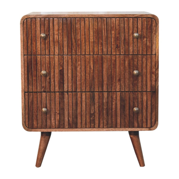 HomeRoots 32" Elegant Brown Solid Wood Sideboard with Three Drawers for Stylish Storage in Any Room 719355