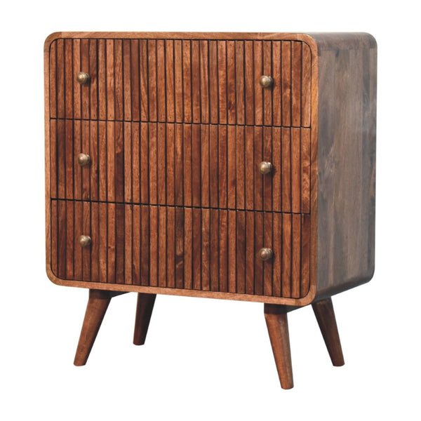 HomeRoots 32" Elegant Brown Solid Wood Sideboard with Three Drawers for Stylish Storage in Any Room 719355