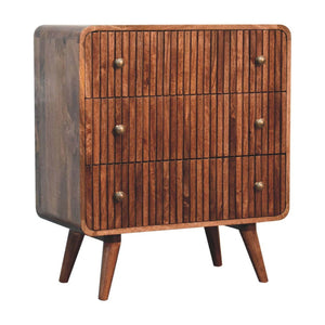 HomeRoots 32" Elegant Brown Solid Wood Sideboard with Three Drawers for Stylish Storage in Any Room 719355
