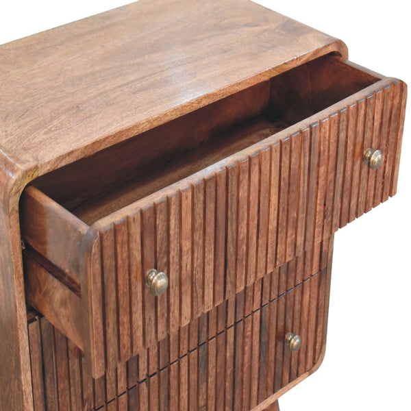 HomeRoots 32" Elegant Brown Solid Wood Sideboard with Three Drawers for Stylish Storage in Any Room 719355