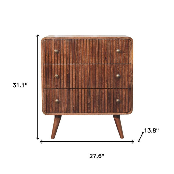 HomeRoots 32" Elegant Brown Solid Wood Sideboard with Three Drawers for Stylish Storage in Any Room 719355