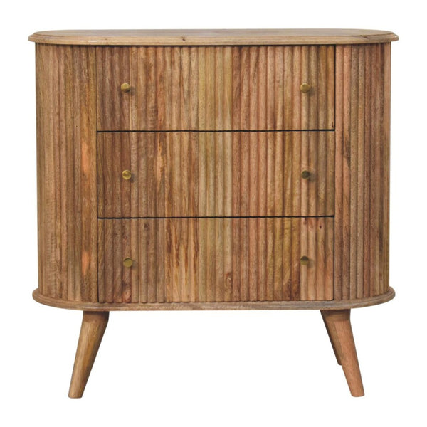 HomeRoots 35" Brown Solid Wood Sideboard with Three Drawers - Stylish, Durable Storage for Every Room 719356