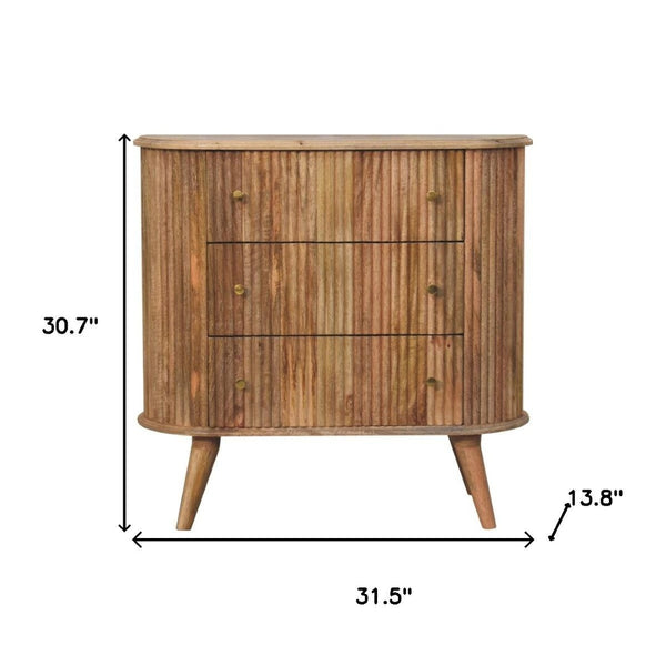 HomeRoots 35" Brown Solid Wood Sideboard with Three Drawers - Stylish, Durable Storage for Every Room 719356