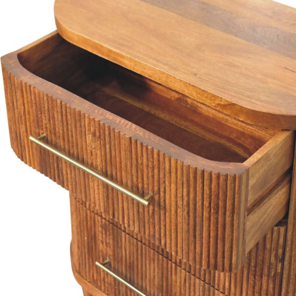 HomeRoots 28" Brown Solid Wood Sideboard with Three Drawers - Stylish Storage Solution for Any Space 719358