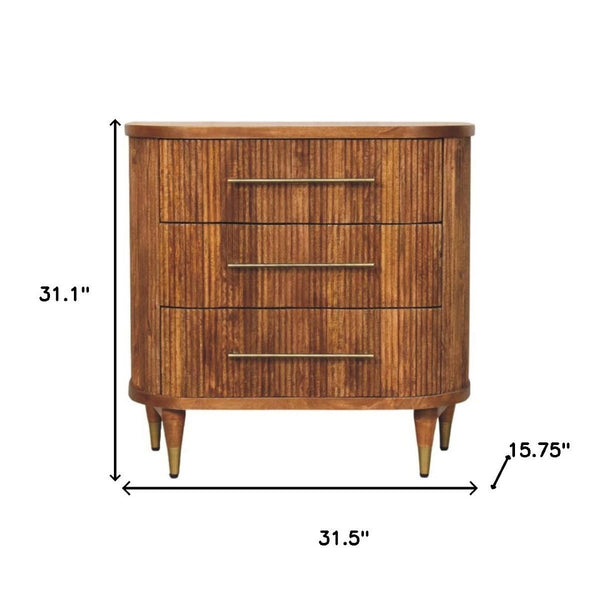 HomeRoots 28" Brown Solid Wood Sideboard with Three Drawers - Stylish Storage Solution for Any Space 719358