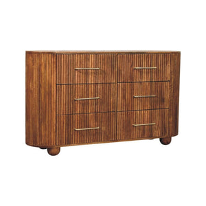 HomeRoots 53" Solid Wood Sideboard with Six Drawers - Elegant Storage Solution for Dining, Living, or Office 719360