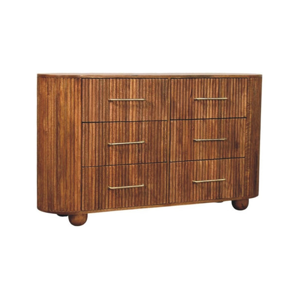 HomeRoots 53" Solid Wood Sideboard with Six Drawers - Elegant Storage Solution for Dining, Living, or Office 719360