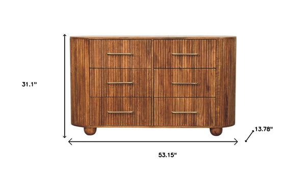 HomeRoots 53" Solid Wood Sideboard with Six Drawers - Elegant Storage Solution for Dining, Living, or Office 719360