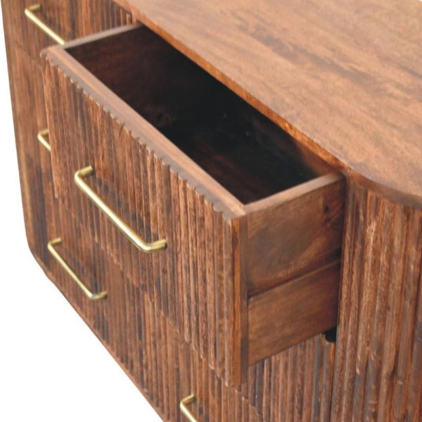 HomeRoots 33" Brown Solid Wood Sideboard with Three Drawers – Elegant Storage Solution for Any Room Décor 719361