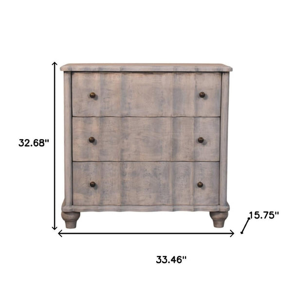 HomeRoots 33" Brown Solid Wood Sideboard with 3 Drawers – Stylish Storage Solution for Any Room in Your Home! 719362