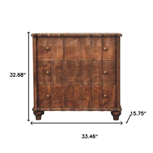 HomeRoots 33" Brown Solid Wood Sideboard with Three Drawers - Stylish Storage for Any Room in Your Home 719363