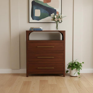 HomeRoots 30" Brown Solid Wood Two Drawer Sideboard - Stylish Storage Solution for Any Room, Durable & Versatile! 719365