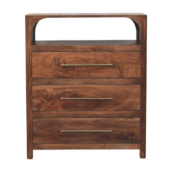 HomeRoots 28" Brown Solid Wood Sideboard with Three Drawers – Stylish Storage for Any Room in Your Home! 719366