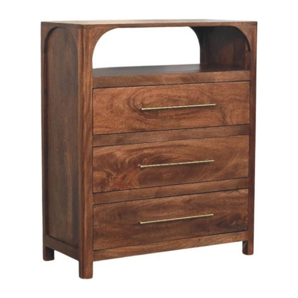 HomeRoots 28" Brown Solid Wood Sideboard with Three Drawers – Stylish Storage for Any Room in Your Home! 719366