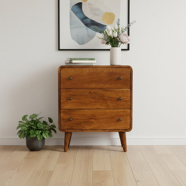 HomeRoots 35" Brown Solid Wood Three Drawer Sideboard - Stylish Storage Solution for Any Room Decor, Durable Design 719369