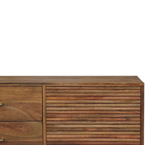 HomeRoots 47" Brown Solid Wood Sideboard with Four Drawers - Modern Storage Solution for Any Room Style 719372