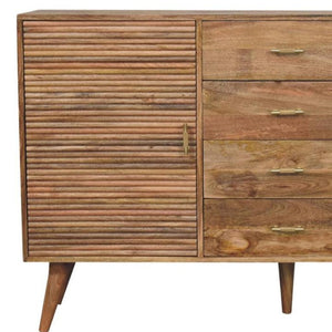 HomeRoots 47" Brown Solid Wood Sideboard with Four Drawers - Modern Storage Solution for Any Room Style 719372