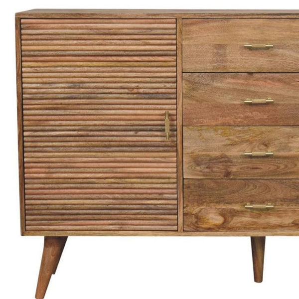 HomeRoots 47" Brown Solid Wood Sideboard with Four Drawers - Modern Storage Solution for Any Room Style 719372