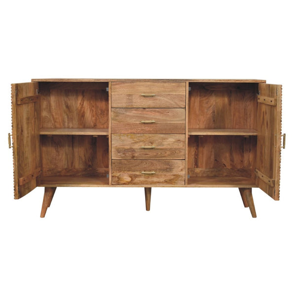 HomeRoots 47" Brown Solid Wood Sideboard with Four Drawers - Modern Storage Solution for Any Room Style 719372