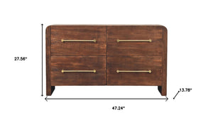 HomeRoots 47" Brown Solid Wood Sideboard with Four Drawers - Stylish Storage Solution for Any Room! 719373