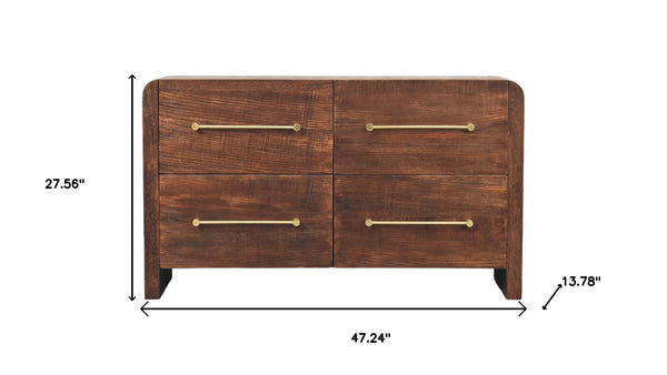 HomeRoots 47" Brown Solid Wood Sideboard with Four Drawers - Stylish Storage Solution for Any Room! 719373