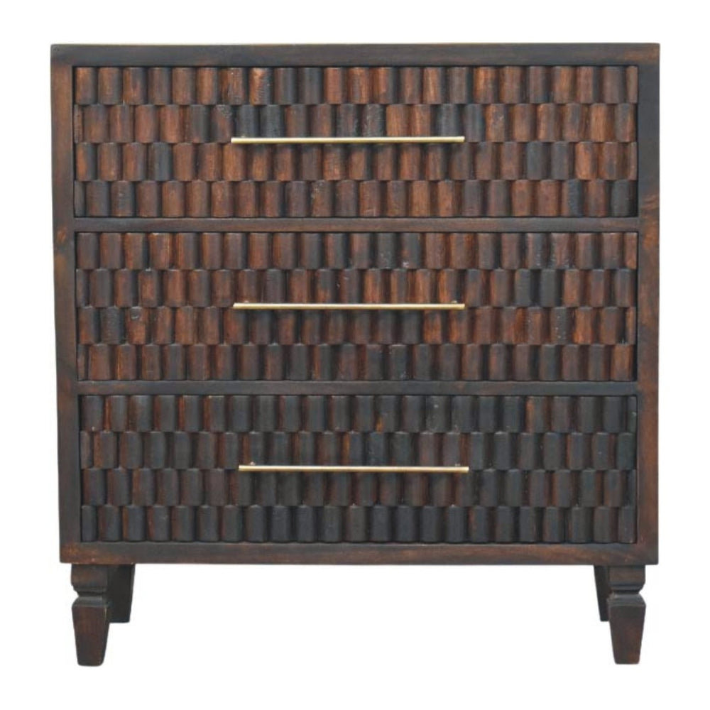 HomeRoots 32" Brown Solid Wood Sideboard with Three Drawers - Stylish Storage for Any Room in Your Home! 719376