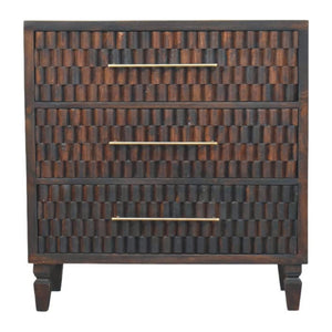 HomeRoots 32" Brown Solid Wood Sideboard with Three Drawers - Stylish Storage for Any Room in Your Home! 719376