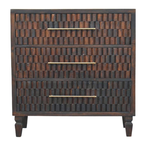 HomeRoots 32" Brown Solid Wood Sideboard with Three Drawers - Stylish Storage for Any Room in Your Home! 719376