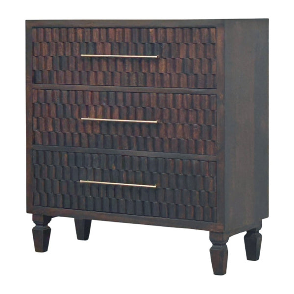 HomeRoots 32" Brown Solid Wood Sideboard with Three Drawers - Stylish Storage for Any Room in Your Home! 719376
