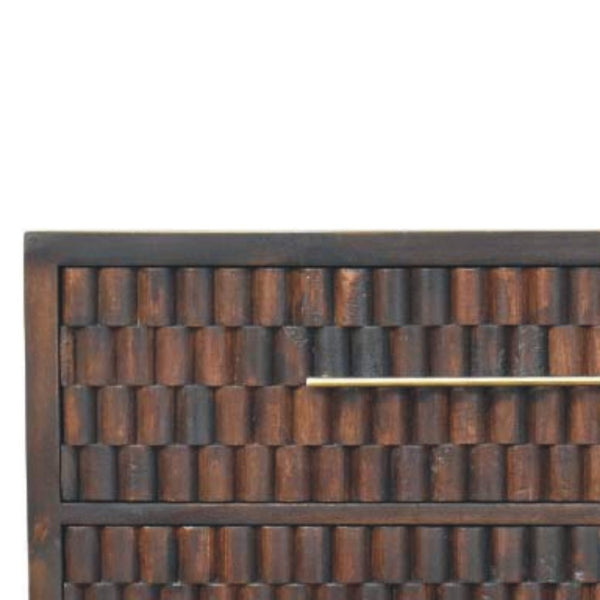 HomeRoots 32" Brown Solid Wood Sideboard with Three Drawers - Stylish Storage for Any Room in Your Home! 719376