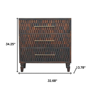 HomeRoots 32" Brown Solid Wood Sideboard with Three Drawers - Stylish Storage for Any Room in Your Home! 719376