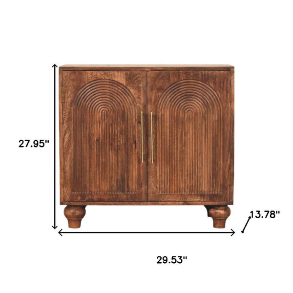 HomeRoots 22" Brown Solid Wood Sideboard with Two Drawers – Stylish Storage Solution for Any Room Decor 719379