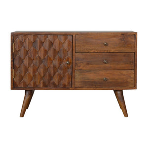 HomeRoots 65" Solid Wood Sideboard with Six Drawers – Stylish Brown Finish & Modern Silver Hardware Design 719382